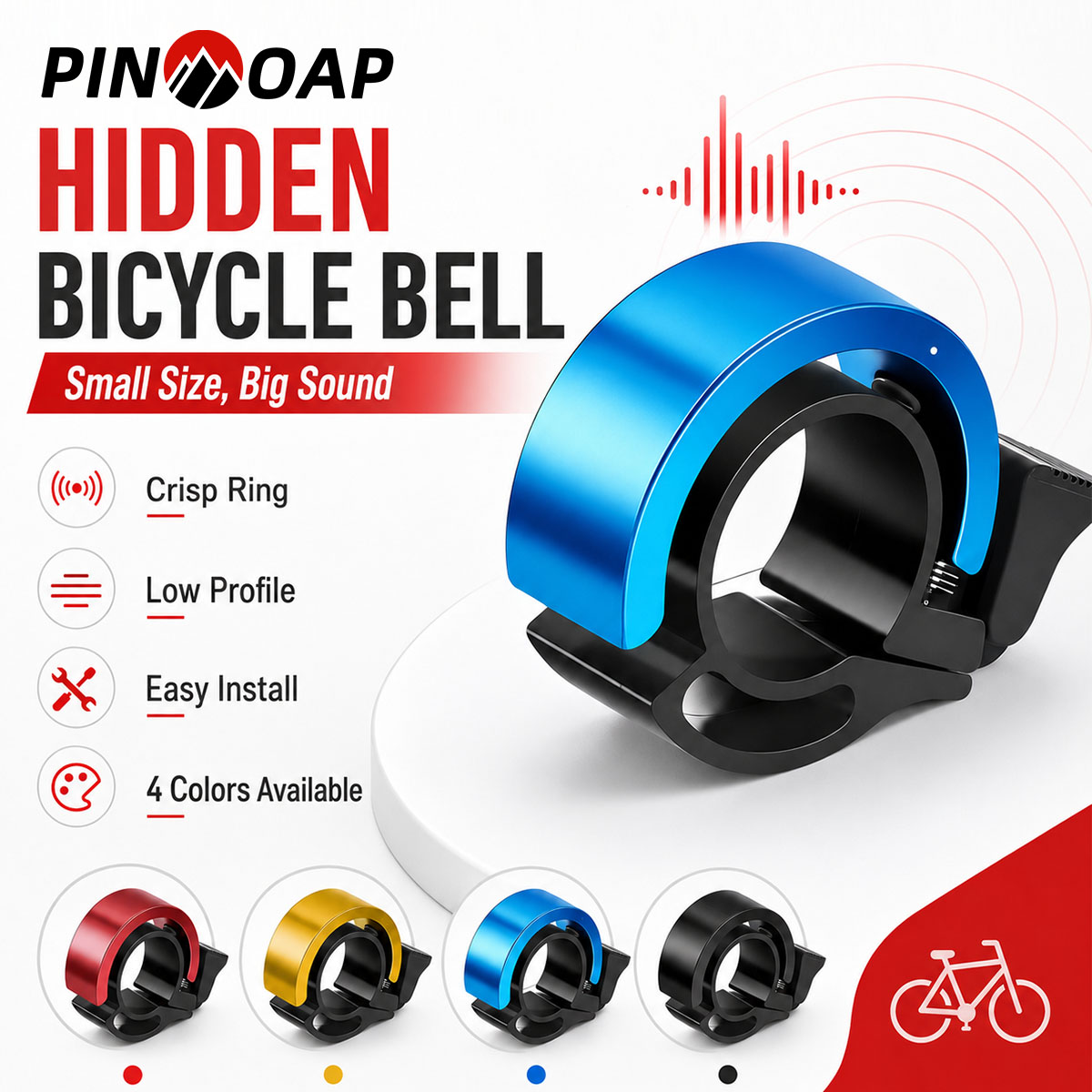 Bell Handlebar Ring - PINMOAP 1PC Unsichtbare Fahrradklingel, versteckter Lenkerring,